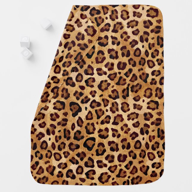 Rustic Texture Leopard Print Baby Blanket (In Situ)