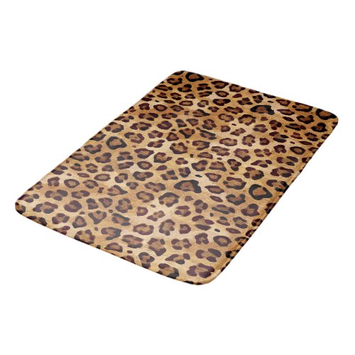 Rustic Texture Leopard Print Bath Mat