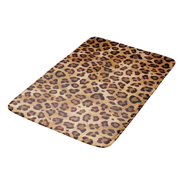 Rustic Texture Leopard Print Bath Mat (Angled)