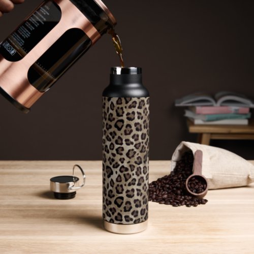 Rustic Texture Leopard Print Brown Water Bottle