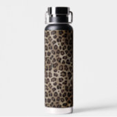 Rustic Texture Leopard Print Brown Water Bottle (Back)