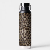 Rustic Texture Leopard Print Brown Water Bottle (Front)