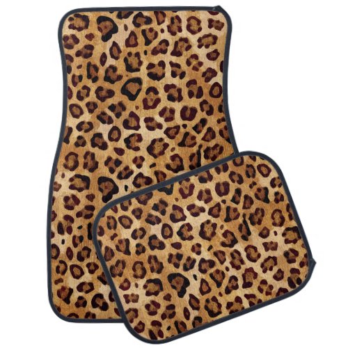 Rustic Texture Leopard Print Car Floor Mat