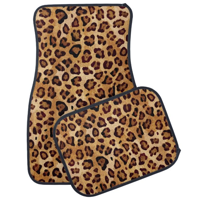 Rustic Texture Leopard Print Car Floor Mat (Set)