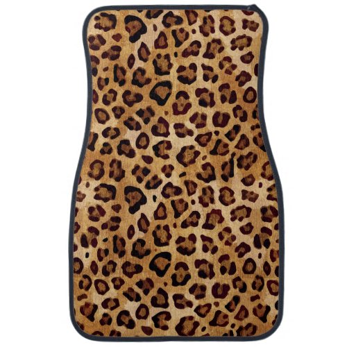 Rustic Texture Leopard Print Car Floor Mat