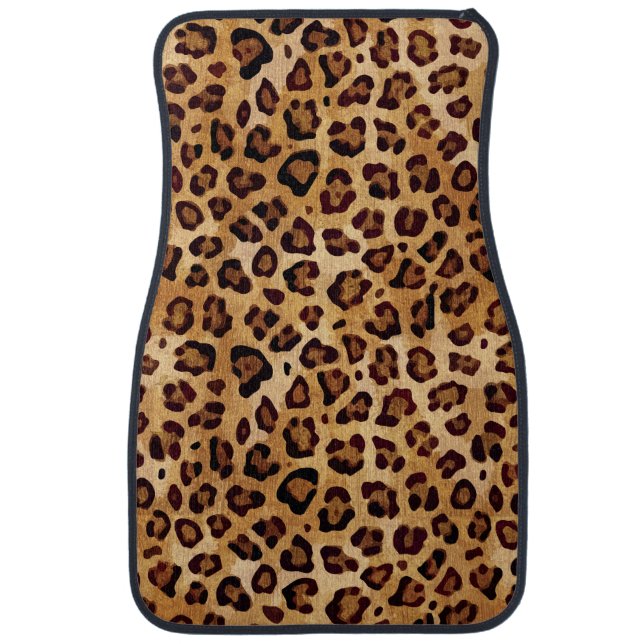 Rustic Texture Leopard Print Car Floor Mat (Front)