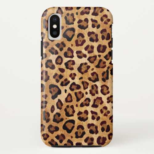 Rustic Texture Leopard Print iPhone XS Case