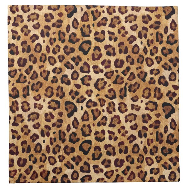Rustic Texture Leopard Print Cloth Napkin (Front)