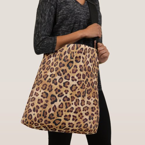 Rustic Texture Leopard Print Crossbody Bag