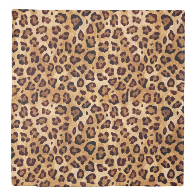 Rustic Texture Leopard Print Duvet Cover (Front)