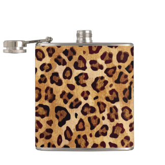 Rustic Texture Leopard Print Flask