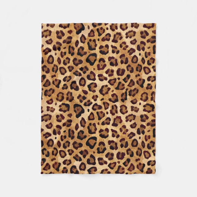 Rustic Texture Leopard Print Fleece Blanket (Front)