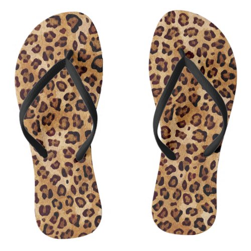 Rustic Texture Leopard Print Flip Flops