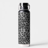Rustic Texture Leopard Print Gray Water Bottle (Back)