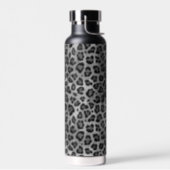 Rustic Texture Leopard Print Gray Water Bottle (Left)