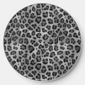 Rustic Texture Leopard Print Gray Wireless Charger (Front)