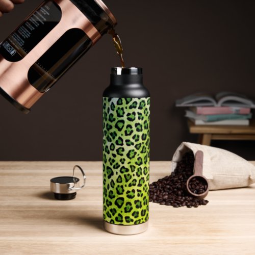 Rustic Texture Leopard Print Green Water Bottle