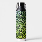 Rustic Texture Leopard Print Green Water Bottle (Front)