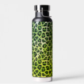 Rustic Texture Leopard Print Green Water Bottle (Left)