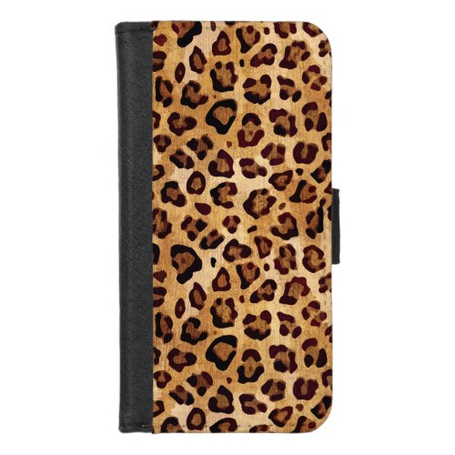 Rustic Texture Leopard Print iPhone 87 Wallet Case