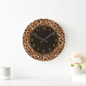 Rustic Texture Leopard Print Large Clock (Home)