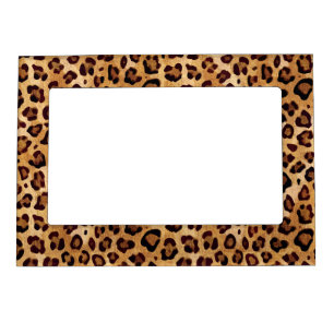 Rustic Texture Leopard Print Magnetic Frame