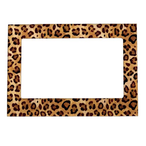 Rustic Texture Leopard Print Magnetic Frame