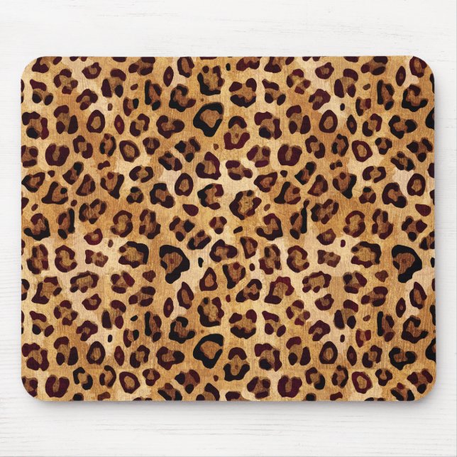Rustic Texture Leopard Print Mouse Pad (Front)