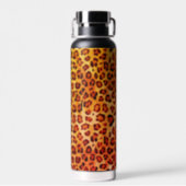 Rustic Texture Leopard Print Orange Water Bottle (Back)