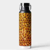 Rustic Texture Leopard Print Orange Water Bottle (Front)