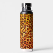 Rustic Texture Leopard Print Orange Water Bottle (Left)