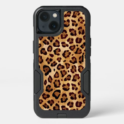 Rustic Texture Leopard Print iPhone 13 Case