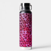 Rustic Texture Leopard Print Pink Water Bottle (Back)