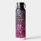 Rustic Texture Leopard Print Pink Water Bottle (Front)