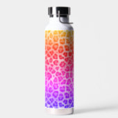 Rustic Texture Leopard Print Rainbow Water Bottle (Left)