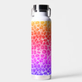 Rustic Texture Leopard Print Rainbow Water Bottle (Front)