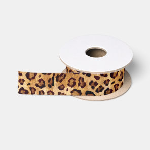 Rustic Texture Leopard Print Satin Ribbon