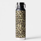 Rustic Texture Leopard Print Sepia Water Bottle (Front)
