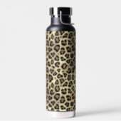 Rustic Texture Leopard Print Sepia Water Bottle (Left)