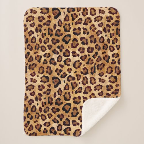 Rustic Texture Leopard Print Sherpa Blanket