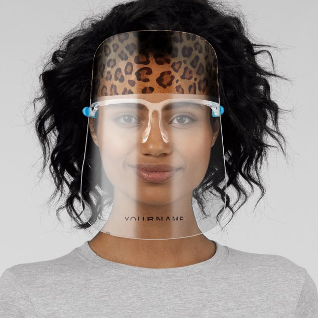 Rustic Texture Leopard Print Spots Personalized Face Shield (Insitu)