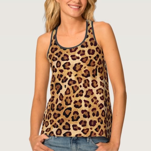 Rustic Texture Leopard Print Tank Top