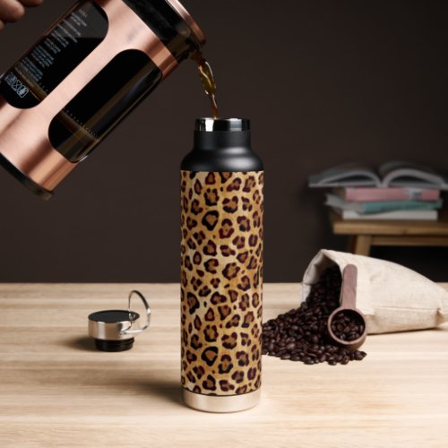 Rustic Texture Leopard Print Water Bottle