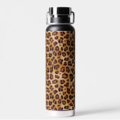 Rustic Texture Leopard Print Water Bottle (Back)