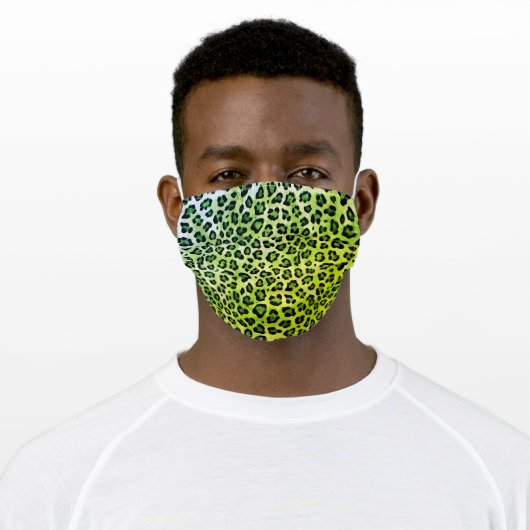 Rustic Texture Leopard Skin Print Spots Green Adult Cloth Face Mask (Worn)