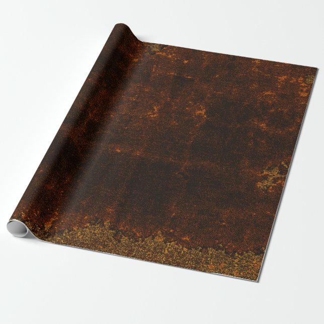 Rustic Texture Vintage Dark Brown Decoupage Wrapping Paper (Unrolled)