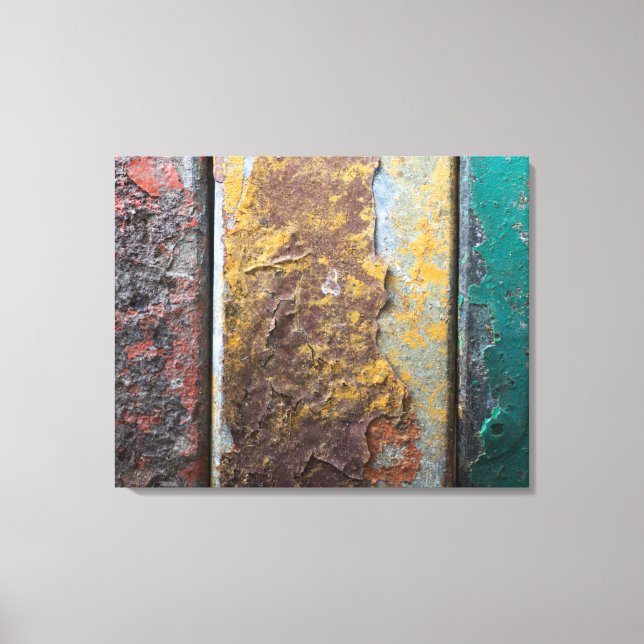 Rustic Texture With Flaking Paint On Rusty Metal Canvas Print (Front)