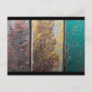 Rustic Texture With Flaking Paint On Rusty Metal Postcard