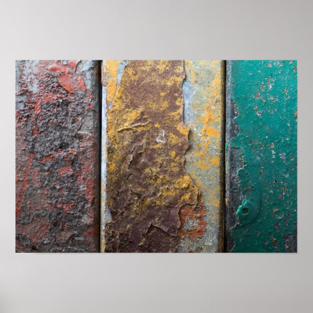 Rustic Texture With Flaking Paint On Rusty Metal Poster (Front)