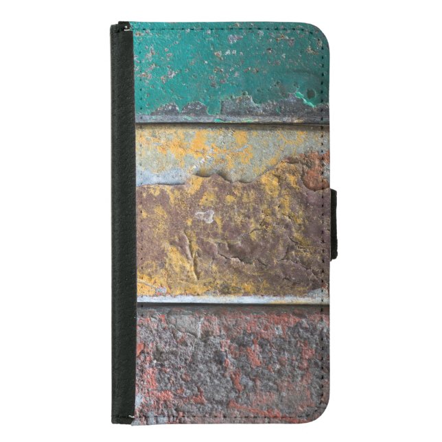 Rustic Texture With Flaking Paint On Rusty Metal Samsung Galaxy Wallet Case (Front)